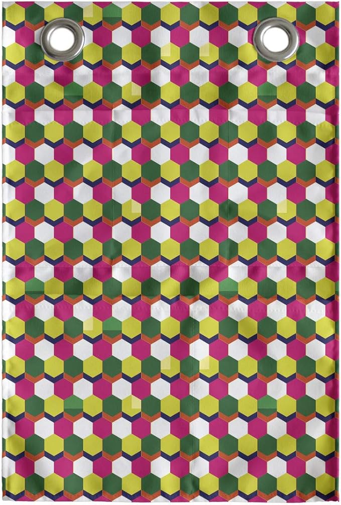 Ambesonne Abstract Hanging Pocket Organizer, Pattern of Mini Hexagons in Various Spring Tones, Printed Polyester Storage Bag with Pockets, 14" x 20", Multicolor