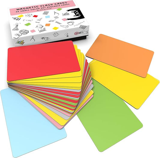 Dry Erase Magnetic Labels, 2.8 x 1.8 in, Solid Colors, 40-Pack, Colored Erasable Write-On Labels, for Home, School, Office, Whiteboard