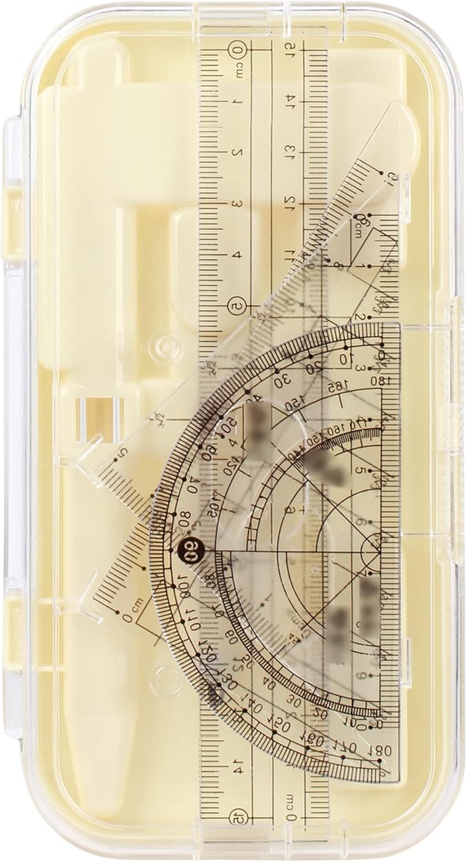 LABANCA 8 Pcs Compass Set with Protractor Rulers Pencil for Math Geometry (07053Yellow)