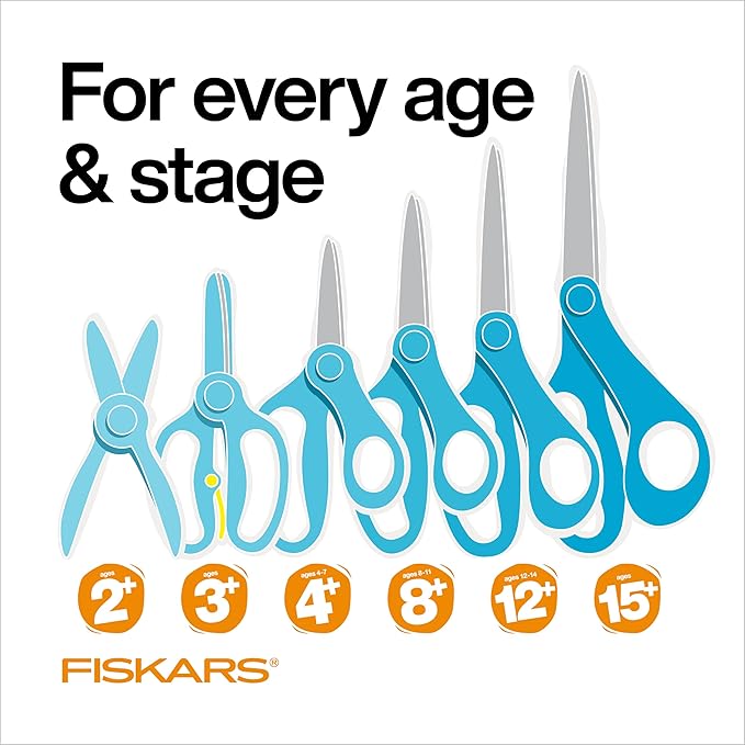 Fiskars 5" SoftGrip Blunt-Tip Scissors for Kids Ages 4-7, Scissors for School or Crafting, Back to School Supplies, Pink/Turquoise Floral