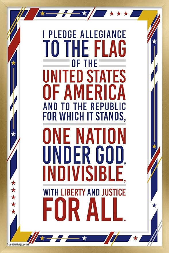 Trends International The United States Of America - Pledge Of Allegiance Wall Poster, 14.725" x 22.375", Gold Framed Version