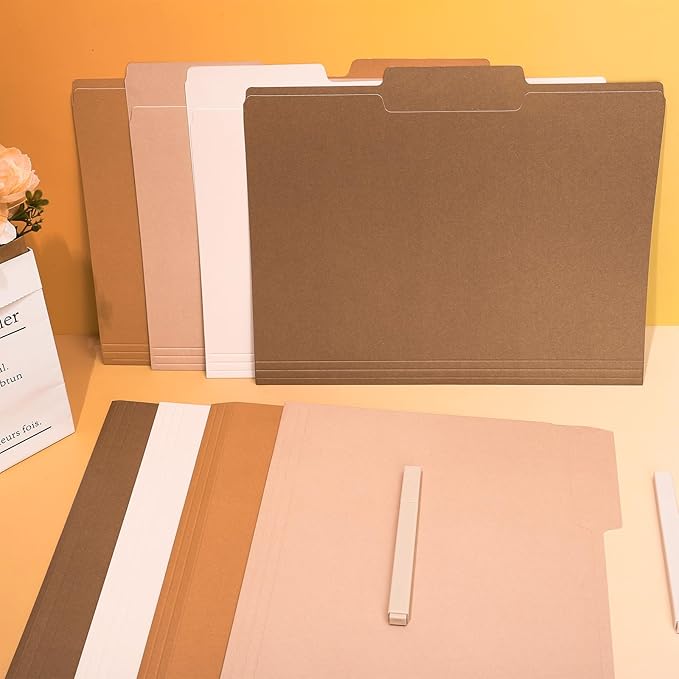 Whaline 24 Pack Terracotta File Folders Letter Size 4 Colors Gradient Terracotta File Pockets with 1/3 Cut Tab for Home Office Classroom Supplies, 8.9 x 11.6 Inch