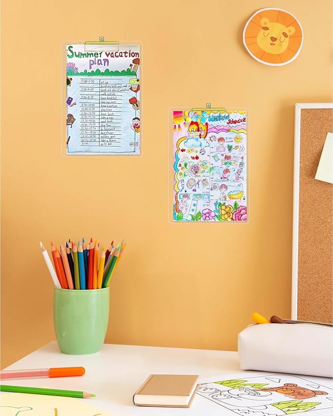 Honagu Acrylic Clear Clipboards, 8.5x11 Plastic Clipboard with Gold Strong Clip Hidden Hanging Hole, A4 Letter Size Clipboards for Nurses, Doctors, Art Student, Teachers,School & Office Supplies, 4PC