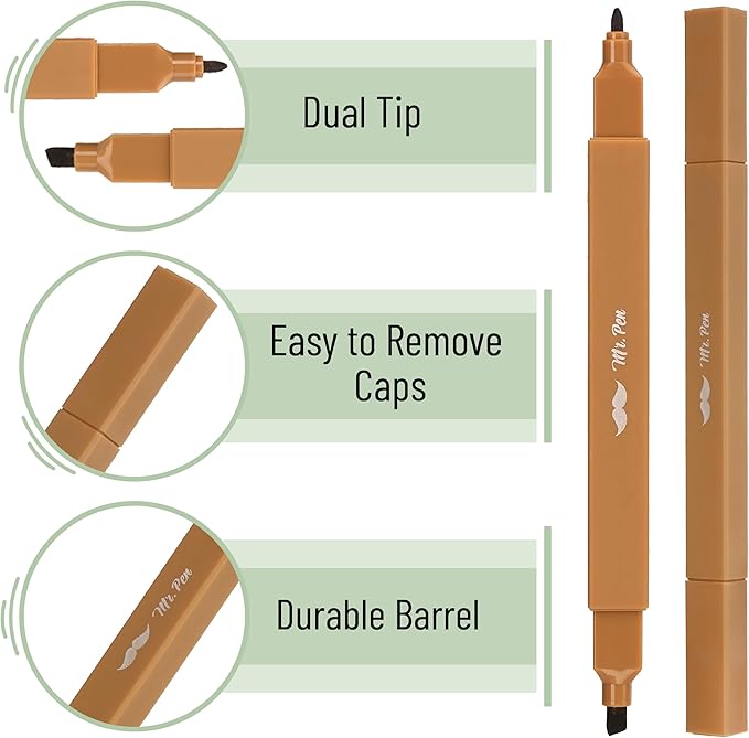 Mr. Pen- Dual Tip Aesthetic Highlighters, 8 pcs, Chisel & Fine Tips, Earthy Tones