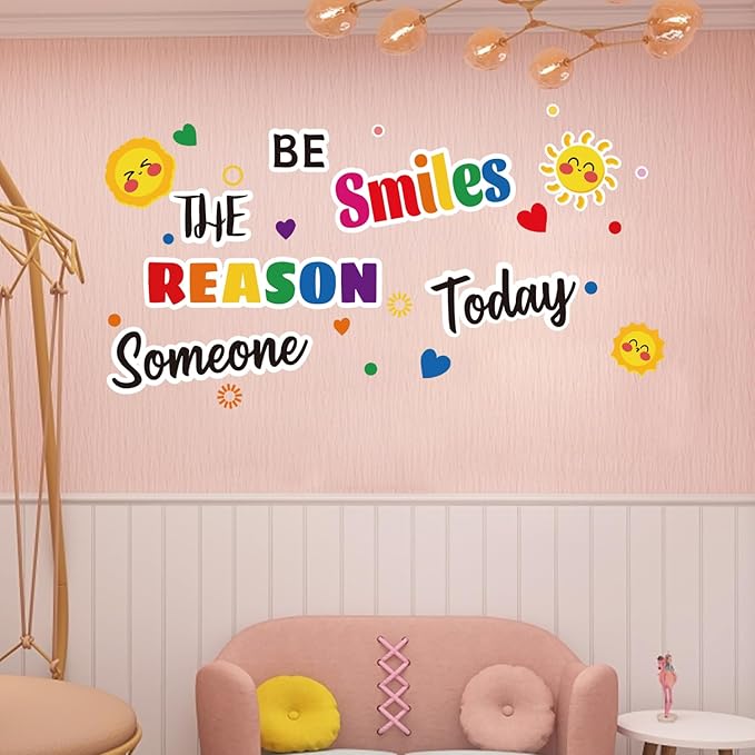 Welcome Back to School Bulletin Board Decorations, Bulletin Board Decor Sets for Smiley Face Classroom Decor, Boho Theme Back to School Decorations for Classroom(Be The Reason Someone Smiles Today)