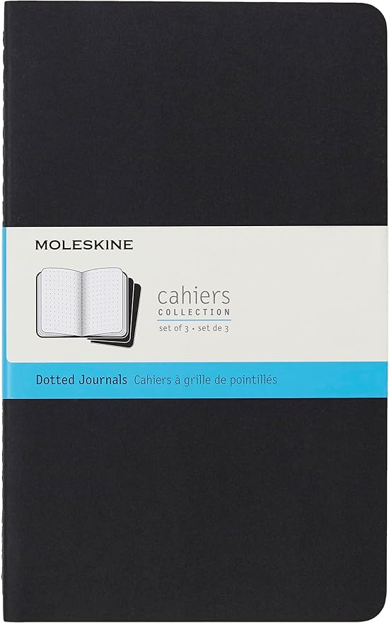 Moleskine Cahier Journal, Soft Cover, Large (5" x 8.25") Ruled/Lined, Black, 80 Pages (Set of 3)