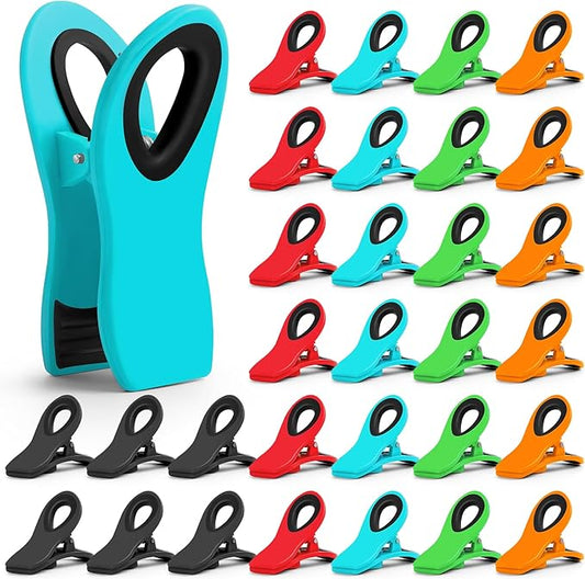 30 Pack Chip Clips Bag Clips, Paper Clips, Binder Clips, Multicolor Magnetic Clip for Food and Other Packages, Multipurpose Refrigerator Magnet Clip, Office Paper Clamps