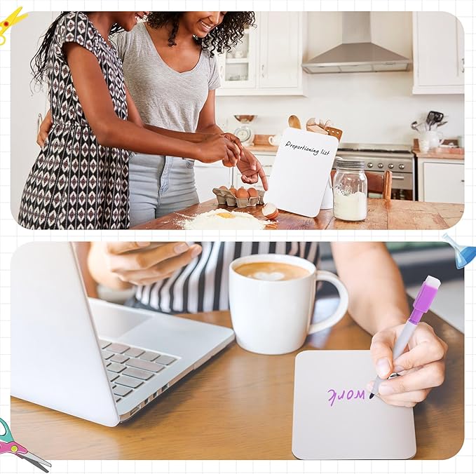 12 Sets Small Whiteboard Dry Erase Boards 5" x7'' Mini Double Sided Dry Erase Lap Boards with Markers Erasers Pen Holders Personal Whiteboards for Students Classroom Teacher