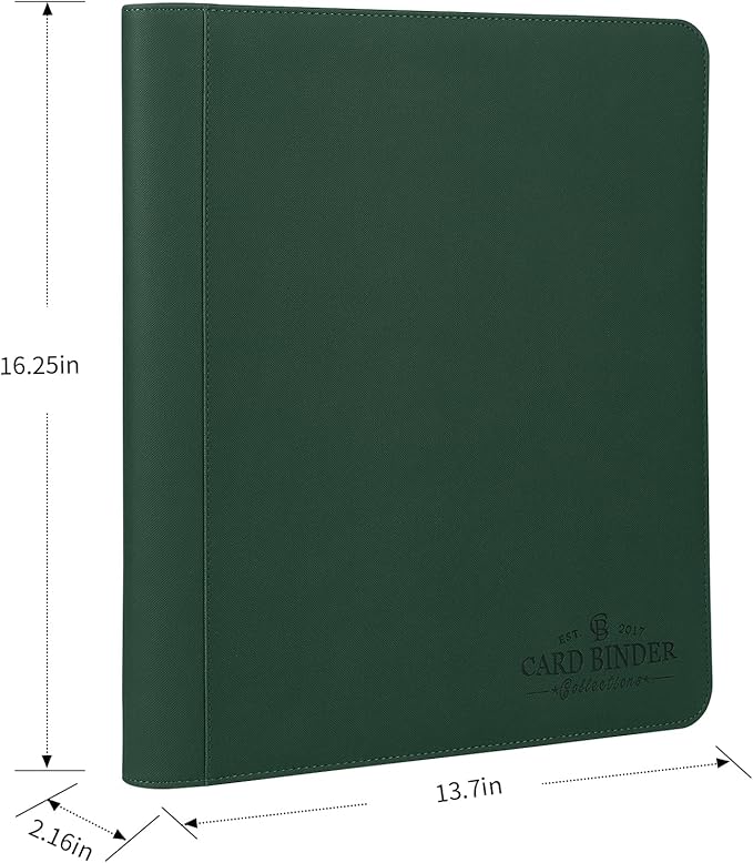 Toploader Binder,Toploader Hard Cases, 9-Pocket Pages Sleeves Hold up 288 Cards.Toploader Card Binder with Sleeves for “3×4” rigid，Card Holder(Blackish Green)