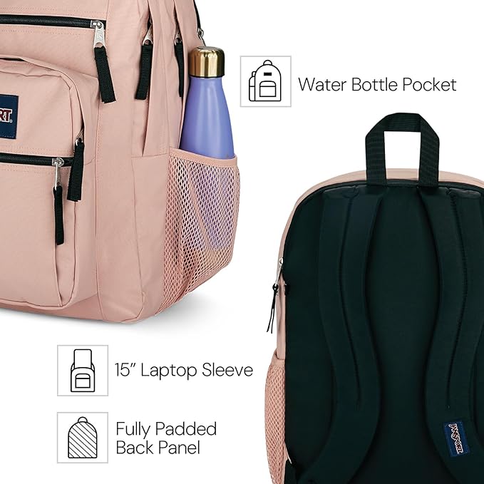 JanSport Laptop Backpack - Computer Bag with 2 Compartments, Ergonomic Shoulder Straps, 15” Laptop Sleeve, Haul Handle - Misty Rose