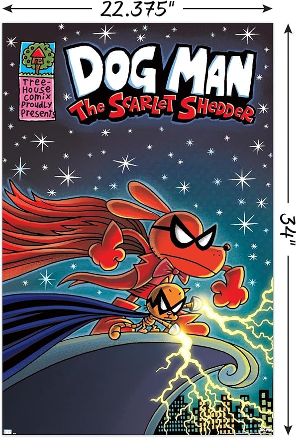 Dog Man - The Scarlet Shedder Wall Poster, 34L" x 22.4W", Poster & Clip Bundle