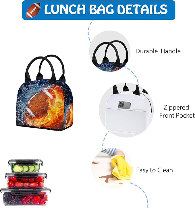 3PCS Backpack for Boys Girls, Kids Football Back to School Backpack Sets with Lunch Bag Pencil Case, 17 Inch Lightweight Bookpack 3 in 1 Set for Teens Elementary Middle High School Students