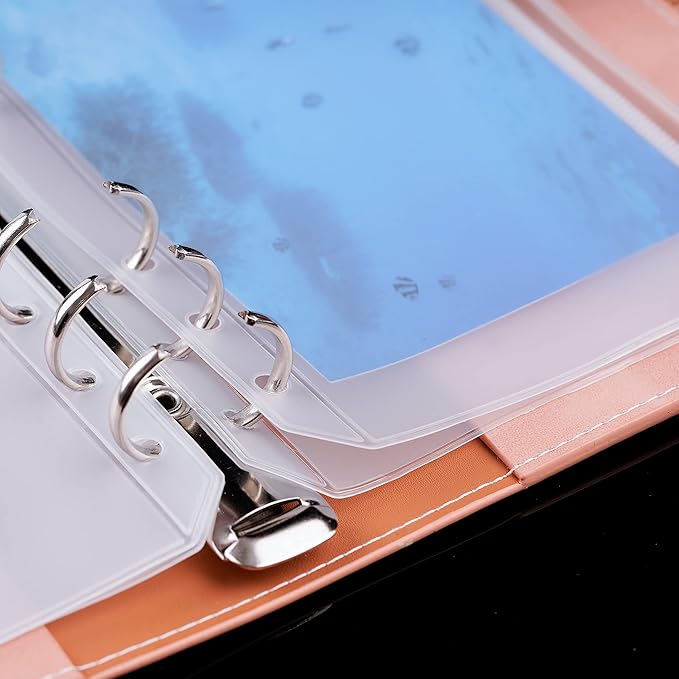 35pcs Binder Pockets A6 Binder Zipper Folders 6 Holes Zipper Binder Pocket for 6-Ring Notebook Loose Leaf Bags, Waterproof PVC Pouch Document Filing Bags for Cash, Cards