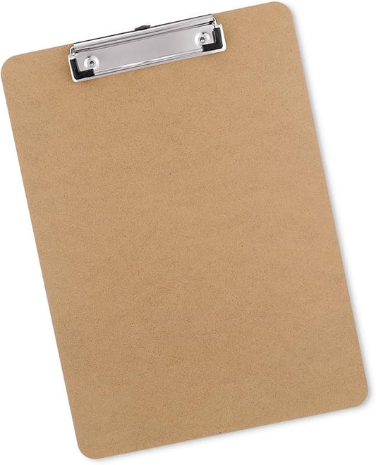 Wood Clipboards, Letter Size Hardboard Clip Board 8.5x11 for Classroom, Students, Kid, Teacher, A4 Standard Size 9" x 12.5" with Low Profile Clip, Office & School Supply