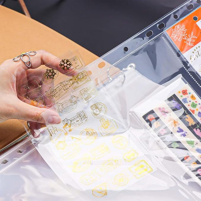 Mogoostry A4 Clear Sheet Protectors 3 Pocket Binder Sleeves 20 Sheets 11 Holes Side Open Banknote Protector Currency Collection Page Protector