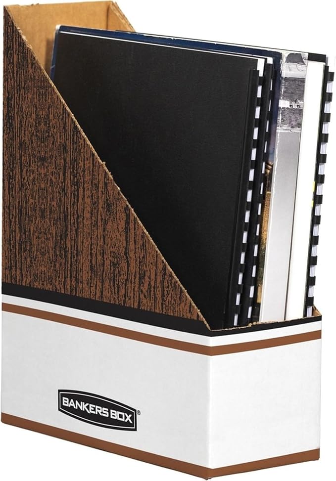 Bankers Box Magazine File Holders, Oversized Letter, Wood Grain, 12 Pack (07224)