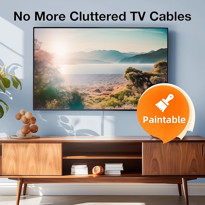 Delamu 56.7in Cord Hider, Cord Covers for Mini Wire on Wall, Paintable Cable Hider Wire Covers for Cords, Self-Adhesive Cable Cover Management, Easy Set-up Wires Hiders for TV, W0.55 H0.4in, White