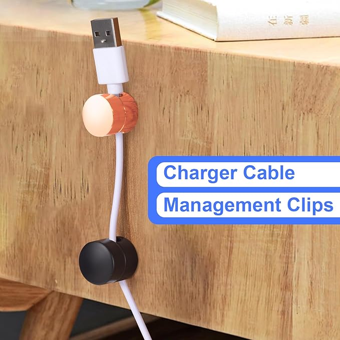 3 Sets Charger Holders for Cords, Adjustable Cable Anchor Holders, Adhesive Metal Cord Clips, Cable Management Wire Organizers for Desk, Office, Nightstand - Matte Black, White, Rose Gold
