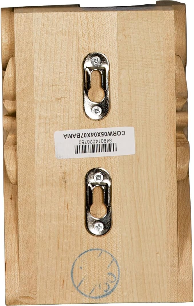 Ekena Millwork CORW05X04X07BAAL Extra Large Acanthus Leaf Block Wood Corbels, 4 1/2"W x 3 3/4"D x 7"H, Alder