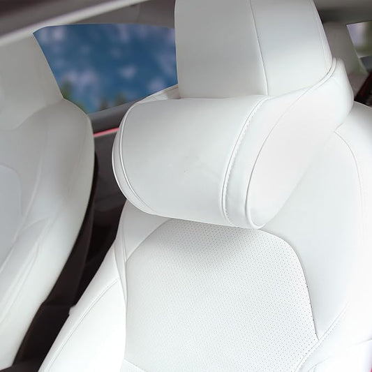 Car Neck Pillow for Tesla Model 3 Model Y Model S Model X Cybertruck Accessories Memory Foam Ergonomic Design Comfortable Headrest Cushion, 1 Piece, White