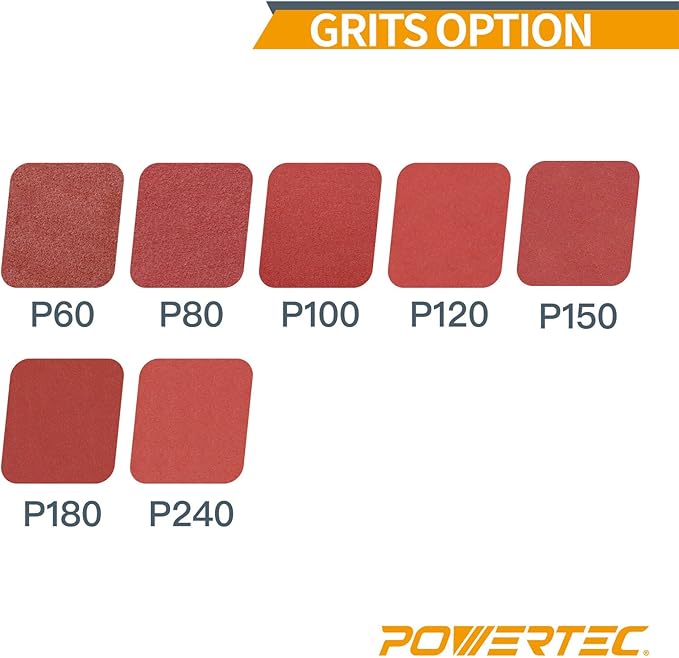 POWERTEC 45815, 6" x17 Holes, 150 Grit, A/O Hook and Loop Disc for Festool RO150 / ETS 150 Sander, Red, 50PK
