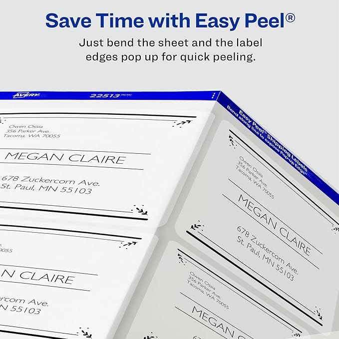 Avery Matte Clear Shipping Labels, Sure Feed Technology, Laser, 3-1/3" x 4", 60 Labels, 5 Packs (15664)