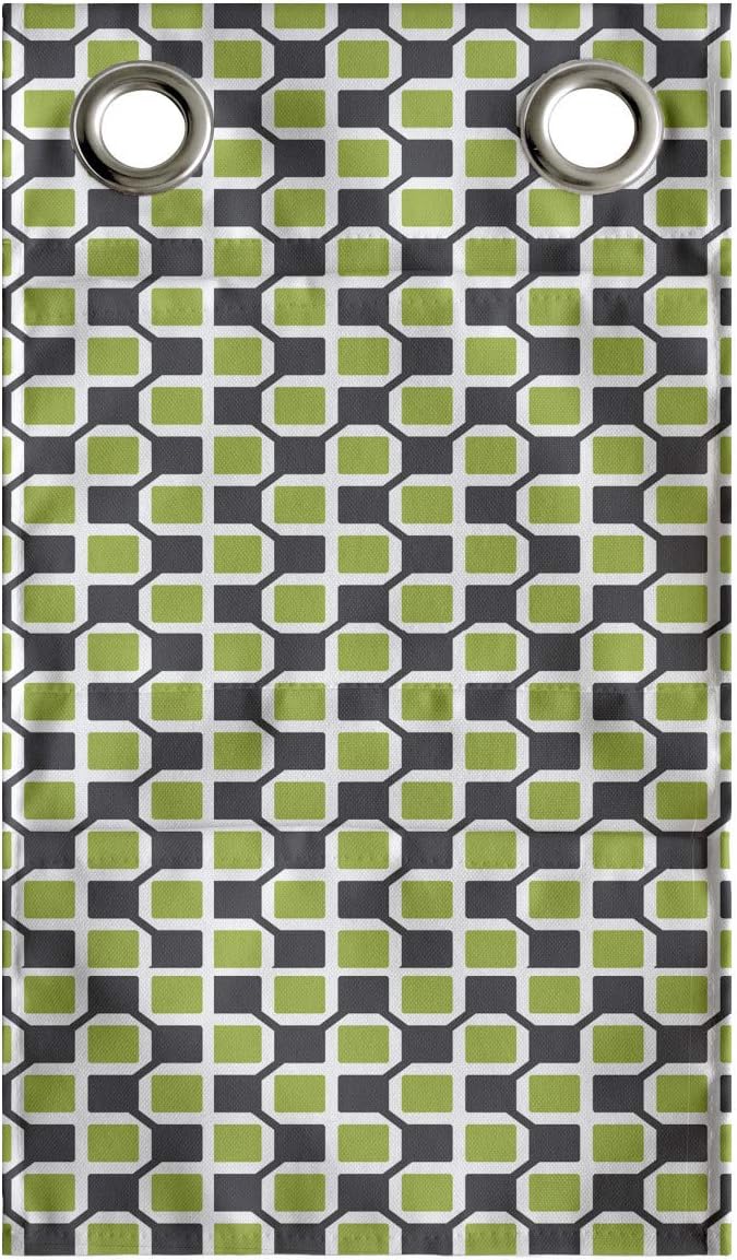 Ambesonne Abstract Hanging Pocket Organizer, Pattern of Symmetric Mini Rectangles Connected with Streaks, Printed Polyester Storage Bag with Pockets, 9" x 16", Lime Green Taupe Grey