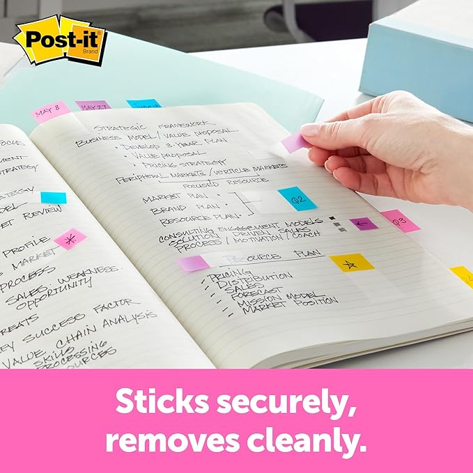 Post-it Flags 684-SHVA, 0.47in Wide, Asstd Colors - 12 Pack