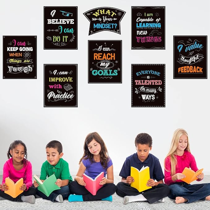 Classroom Decorations, 21 Pcs Growth Mindset Posters Bulletin Board Decorations for School Office Home- 11 x 14 Inch