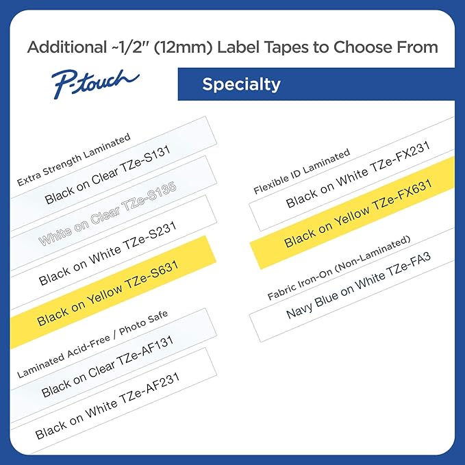 Brother Genuine P-touch TZE-MQG35 Tape, 1/2" (0.47") Wide Standard Laminated Tape, Black on Clear, Laminated for Indoor or Outdoor Use, Water-Resistant, 0.47" x 26.2' (12mm x 5M), TZeAF131