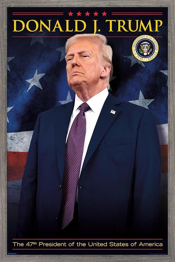 President Donald Trump - 47th President Wall Poster, 22.4L" x 14.7W", Barnwood Framed Version
