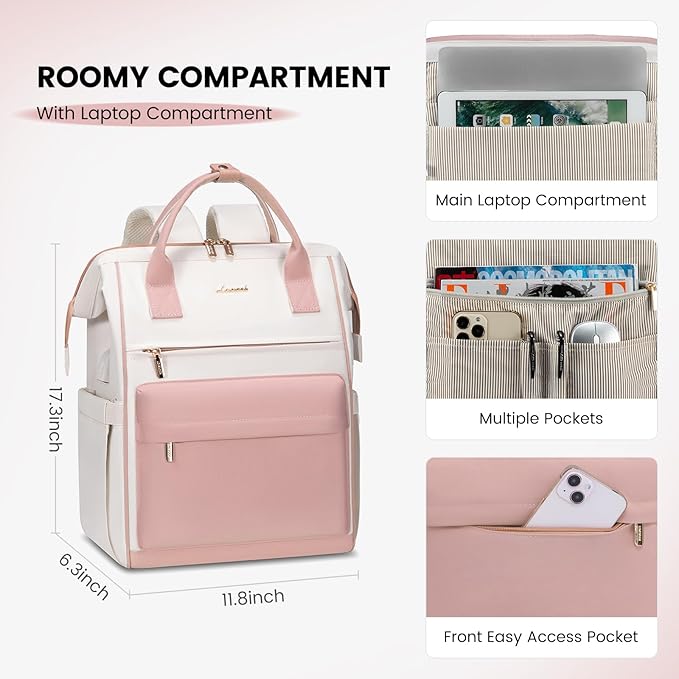 LOVEVOOK Laptop Backpack for Women,15.6 Inch Work Teacher Nurse Bag,Business Computer Backpack Purse with USB Port,Stylish Casual Daypack for Travel