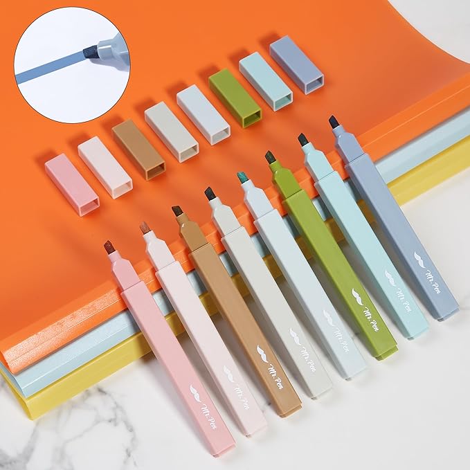 Mr. Pen- Aesthetic Highlighters, 8 Pack, Chisel Tip, Natural Earth, Cute Highlighters Assorted Colors