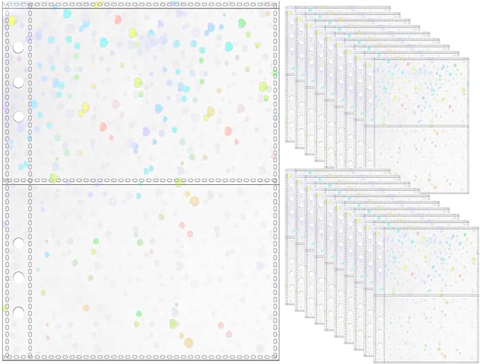 A5 Photocard Sleeves 20pcs Sheet Protectors 5.2'' x 3.7'' 2 Pocket Picture Card Insets Flower Flashing Clear PP Photo Album Refill Pages for 6 Ring Binder (Flower Flashing, A5-2Pocket)