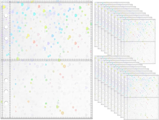 A5 Photocard Sleeves 20pcs Sheet Protectors 5.2'' x 3.7'' 2 Pocket Picture Card Insets Flower Flashing Clear PP Photo Album Refill Pages for 6 Ring Binder (Flower Flashing, A5-2Pocket)