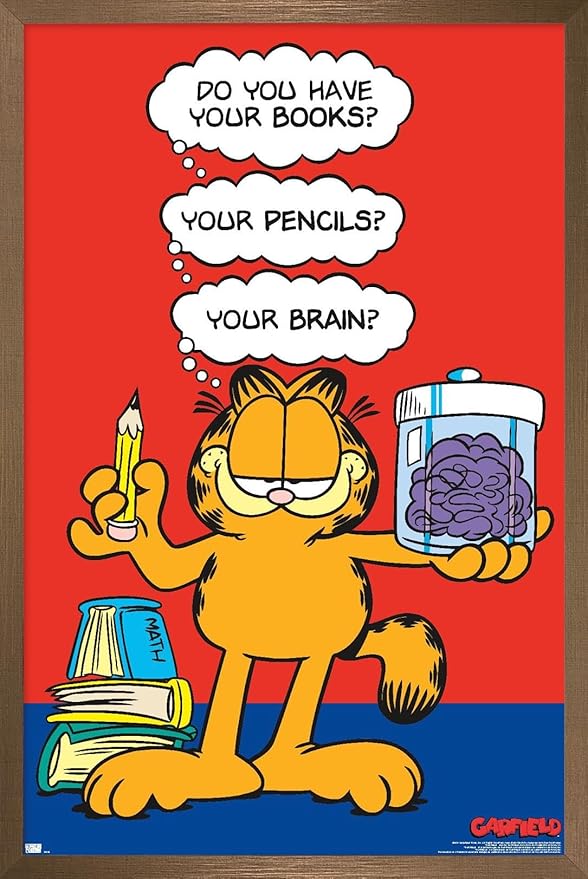 Garfield - Brain Wall Poster, 22.4L" x 14.7W", Bronze Framed Version