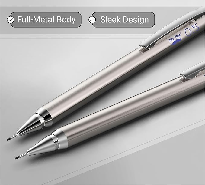 Mr. Pen- Mechanical Pencils 0.5mm, Pack of 2, Metal Mechanical Pencil with Lead and Eraser, Drafting Pencil, Drawing Pencil, 0.5 Mechanical Pencils