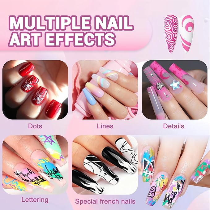 Nail Art Pens Set, 12 Color 0.7 MM Nail Art Markers Nail Polish Pens Drawing Painting Point Liner Painted Kit, Waterproof and Quick-drying Nail for DIY Design Manicure Tools