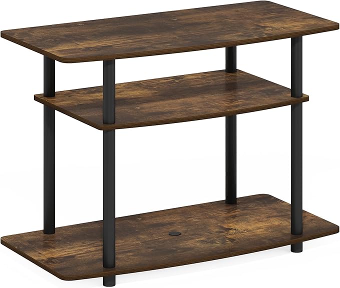 Furinno Turn-N-Tube TV Stand, 3-Tier No Tools Entertainment Center, TV Console for TV up to 32 Inch, for Living Room, Bedroom, Amber Pine