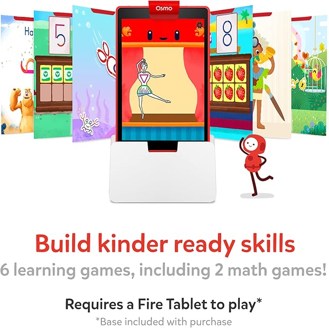 Little Genius Starter Kit for Fire Tablet + Early Math Adventure - 6 Educational Games-Counting, Shapes & Phonics-STEM Gifts-Ages 3 4 5(Tablet Base Included)