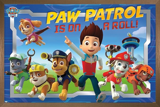 Nickelodeon Paw Patrol - Crew Wall Poster, 22.4L" x 14.7W", Bronze Framed Version