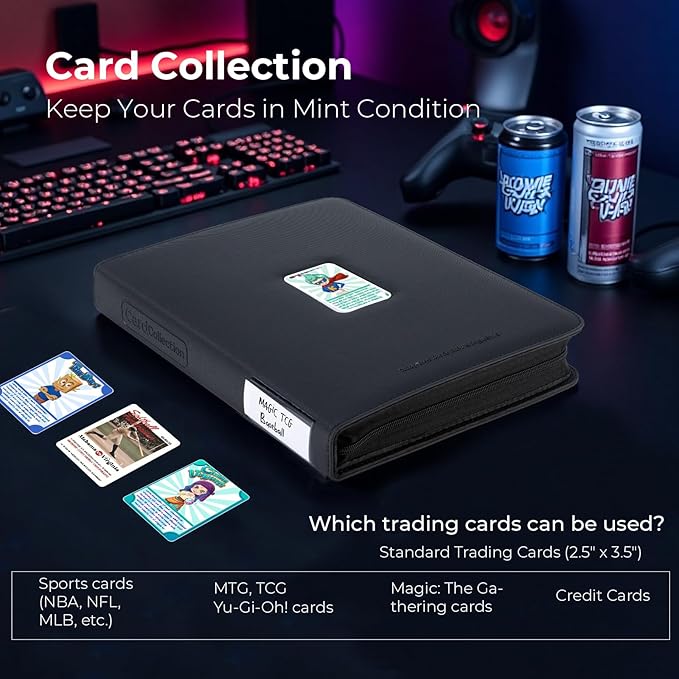 Premium 936 Pockets Leather Baseball Trading Cards Binder w/Zipper Large Capacity Collector Cards Book Album with Display Window, Compatible with TCG MTG Sport Football Soccer Cards