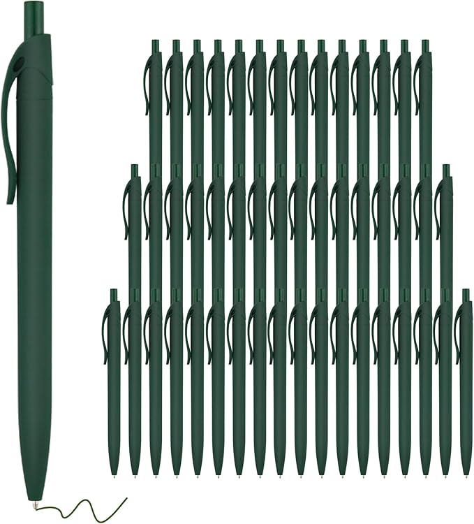 deegtran Pens Bulk, 50 Pack No Bleed Green Click Pens, Wholesale Retractable Ballpoint Pens, Pens Medium Point, Smooth Ink Pens, 1.0MM Green Ink DGMC005050-GS