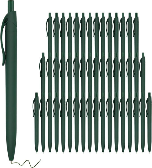 deegtran Pens Bulk, 50 Pack No Bleed Green Click Pens, Wholesale Retractable Ballpoint Pens, Pens Medium Point, Smooth Ink Pens, 1.0MM Green Ink DGMC005050-GS