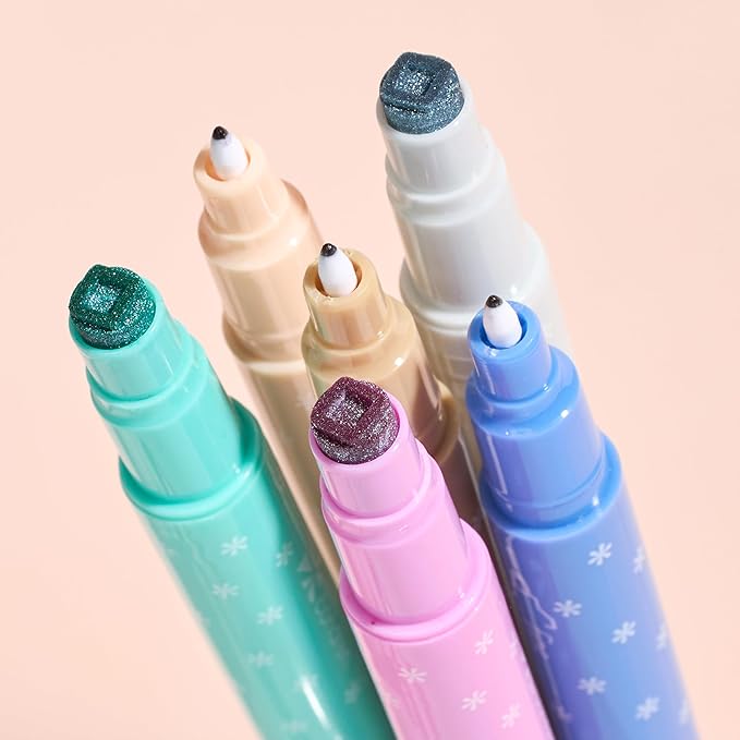 Erin Condren Dual Tip Markers, Colorful and Versatile Marker Set for Journals, Planners, and Note-Taking, Includes Fine Tip and Medium Tip, Metallic, Set of 6