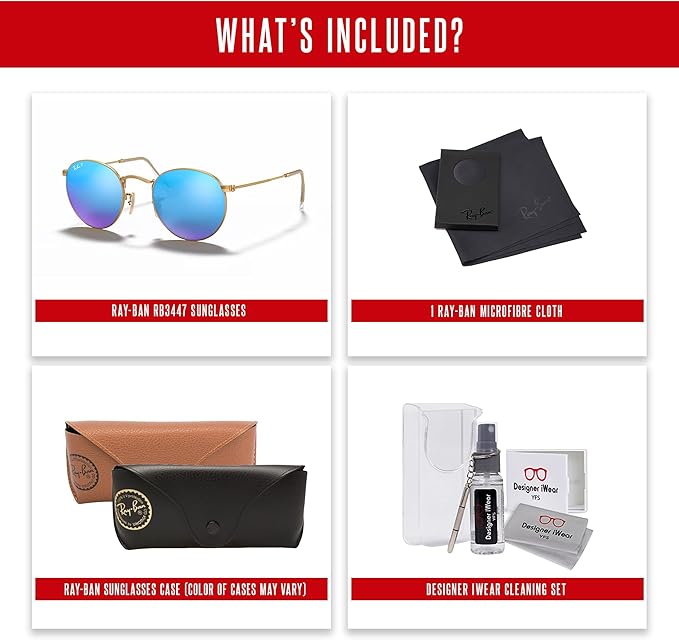 Ray-Ban RB3447 ROUND METAL Sunglasses For Men +BUNDLE with ACCESSORY EYEWEAR KIT