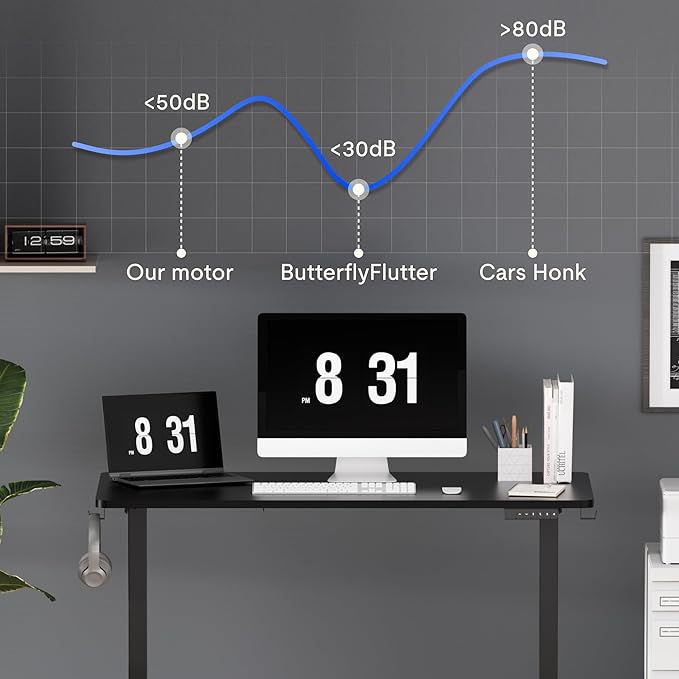 FLEXISPOT 63x24 Inch Electric Height Adjustable Standing Desk for Home & Office, Splice Board Desk for Computer Workstation, Study, or Creative Setup, Black