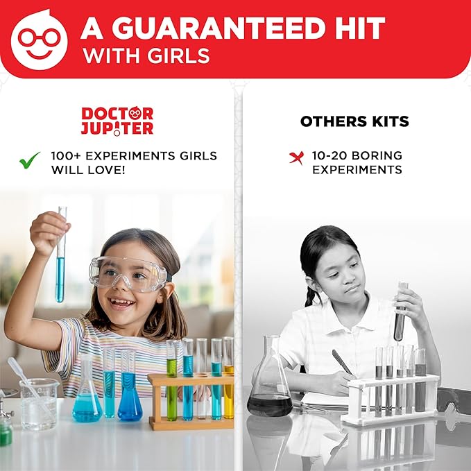 Doctor Jupiter Girls' First Amazing Science Kit for Kids Ages 4-5-6-7-8 | Birthday Gift Ideas for 4+ Year Old Girls | Learning & Educational Projects | STEM Toy with 100+ Experiments