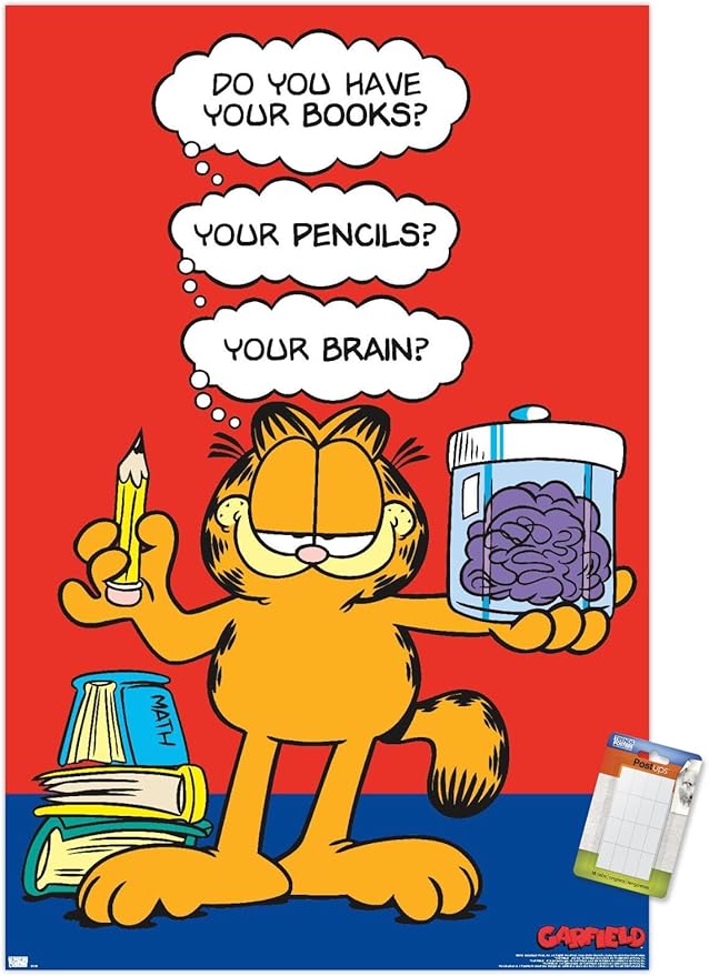 Garfield - Brain Wall Poster, 34L" x 22.4W", Premium Poster & Mount Bundle