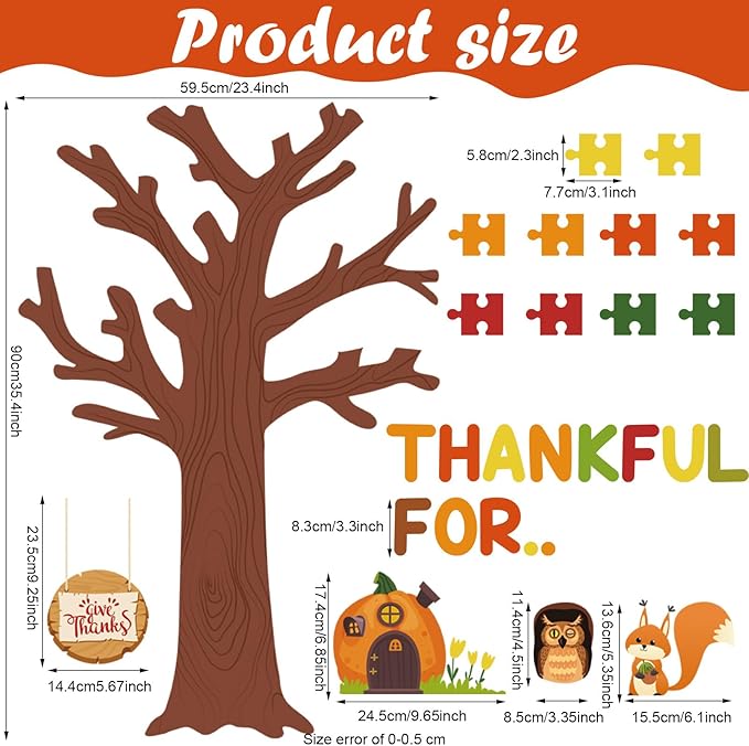 Pajean Thanksgiving Classroom Bulletin Board Decorations Bulletin Board Tree Fall Tree Set Classroom Decorations Puzzle Cutouts for Autumn Harvest Thanksgiving Party Decorations
